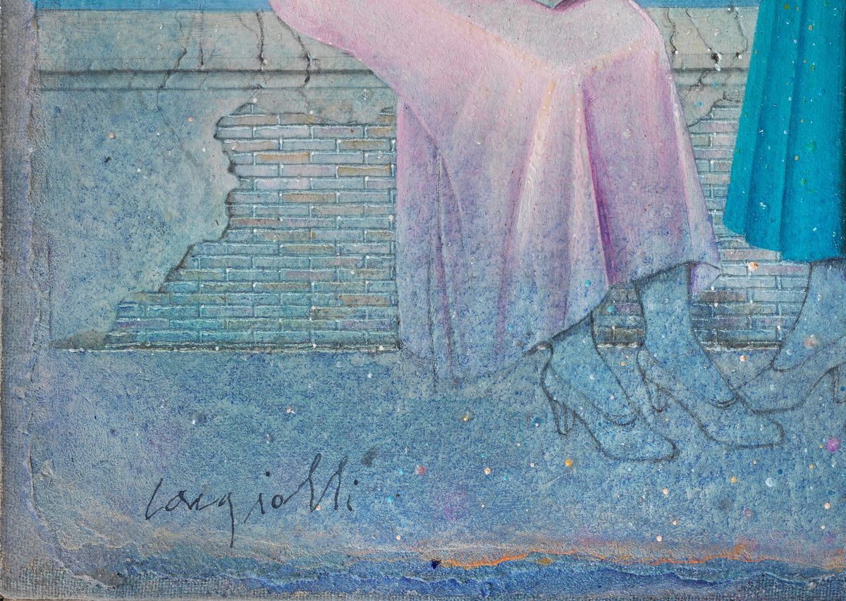 Firmato. "Da Donghi: Scoglio delle Sirene" tecnica mista su tavola cm 50 x 40