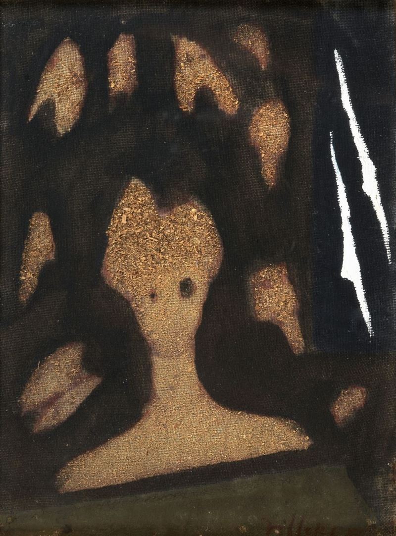 Firmato. "Studio per figura" olio su tela cm 27 x 20