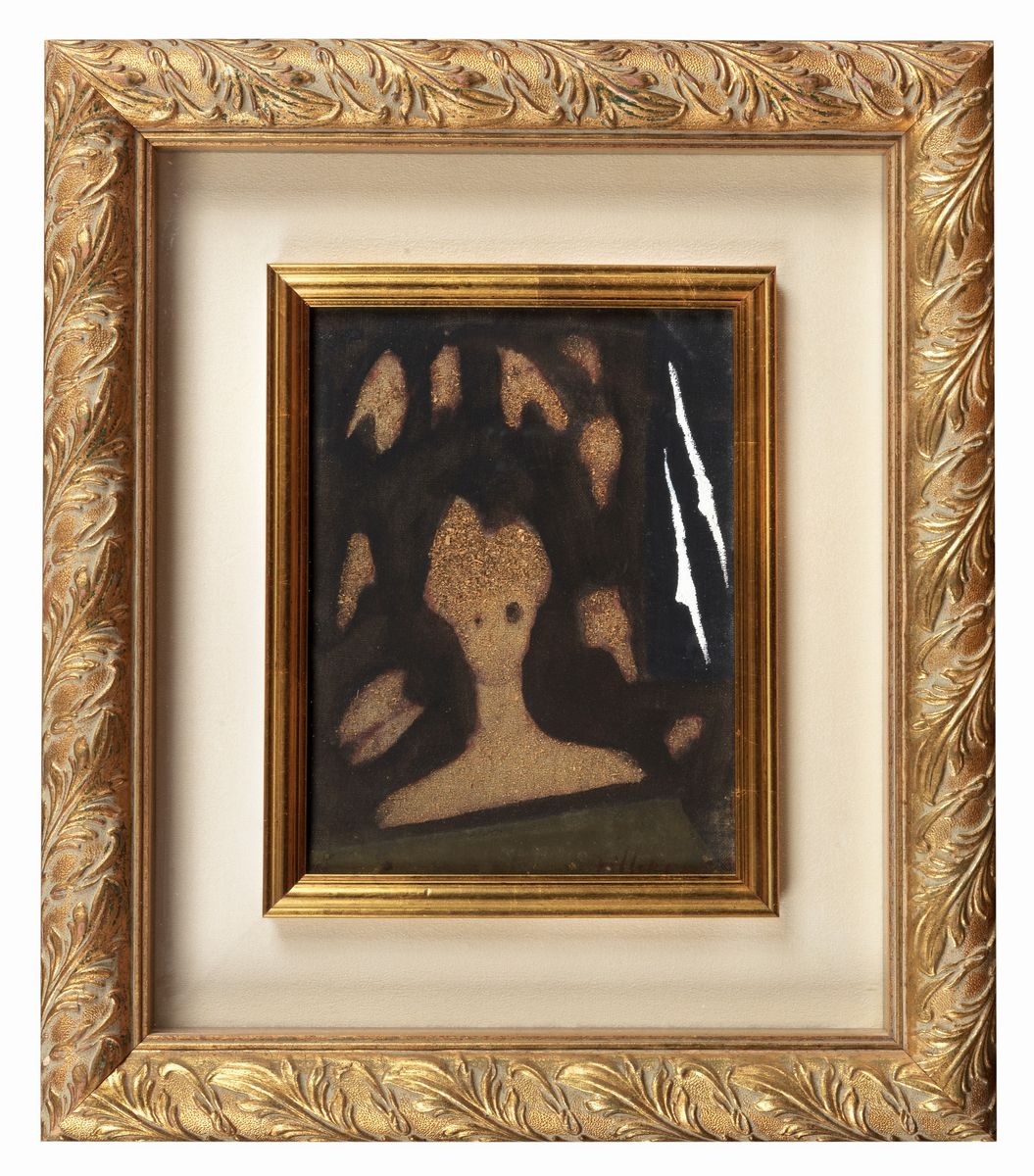 Firmato. "Studio per figura" olio su tela cm 27 x 20