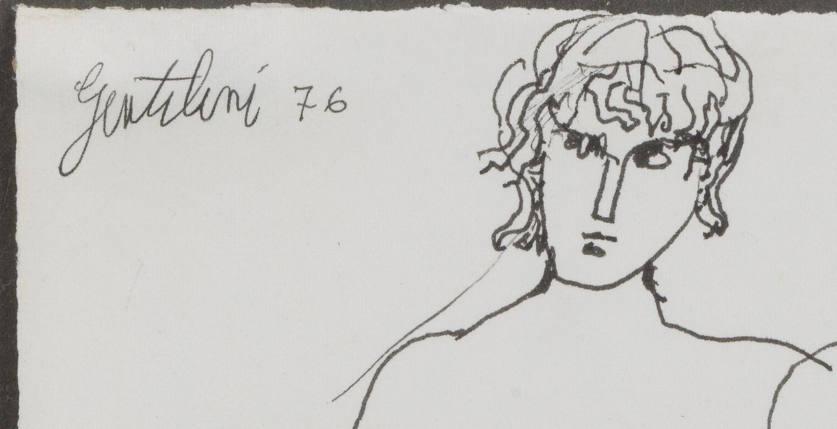 Firmati. "Il Banchetto"' e "L'Autoritratto" Due disegni a china su carta cm 19 x 26 e cm 22,5 x 1...