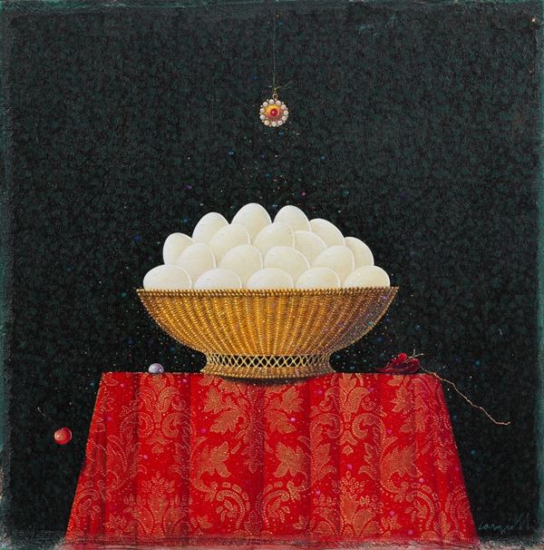 Claudio Cargiolli - Signed. "For you" T / 87 mixed technique on wood 40 x 40 cm
