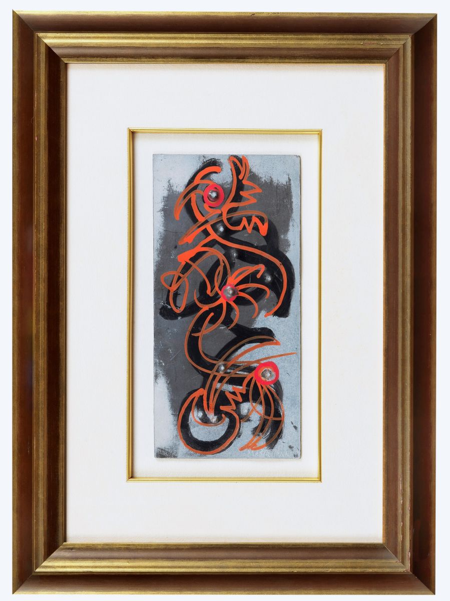 Firmato. "Composizione" tecnica mista cm 25 x 12