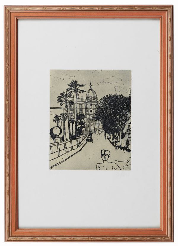 Franco Gentilini - Signed. "Glimpse of Rome" Proof of Author lithography 23.5 x 19.5 cm
