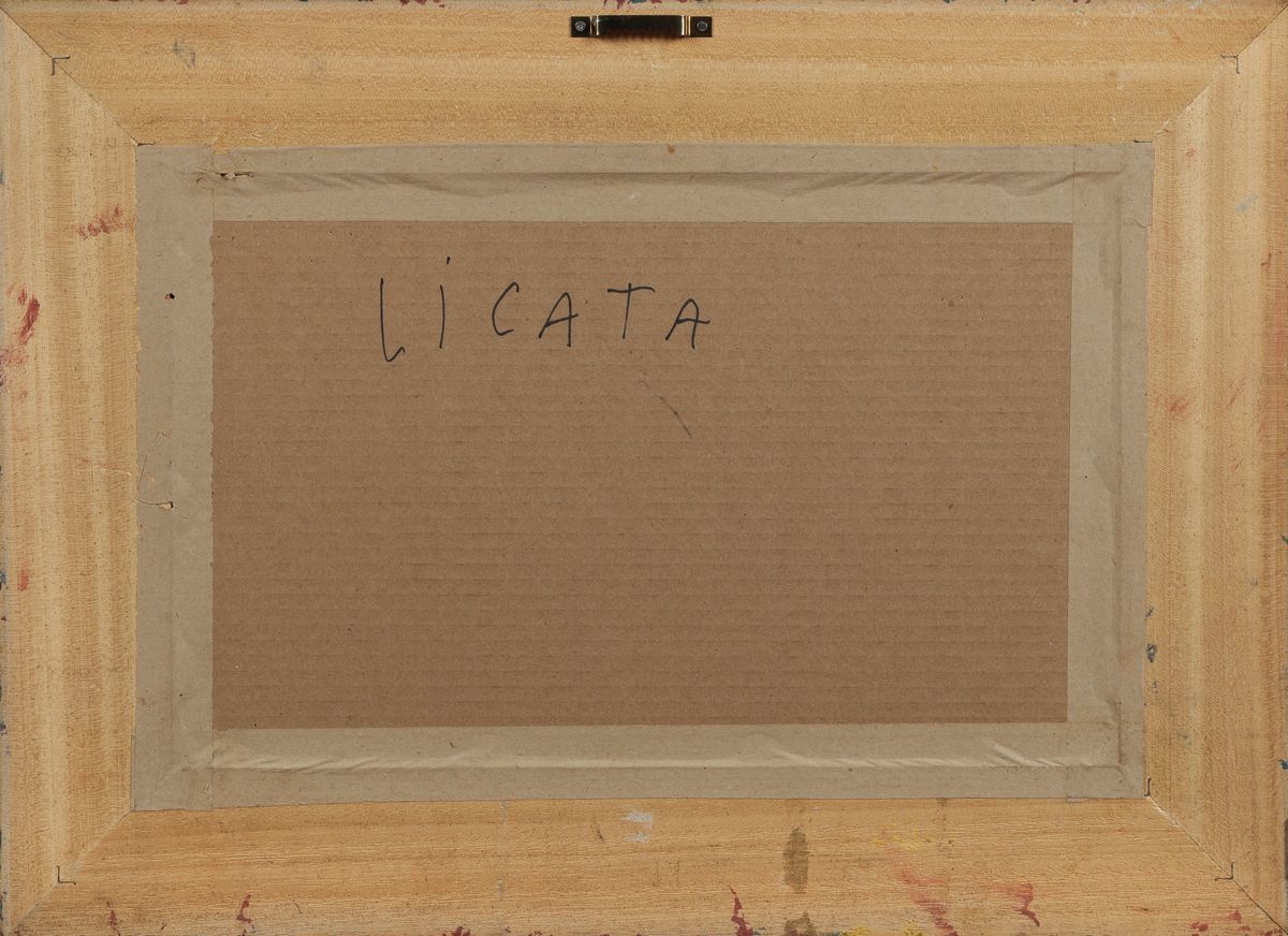 Firmato e datato 1973. "Senza Titolo" pastello su carta cm 7 x 20