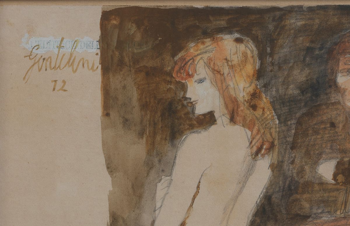 Firmato e datato 1972. "Susanna" acquarello su carta cm 27 x 20