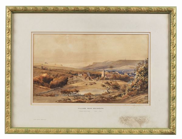 Denis Dighton - "Village near Weymouth", watercolor on paper