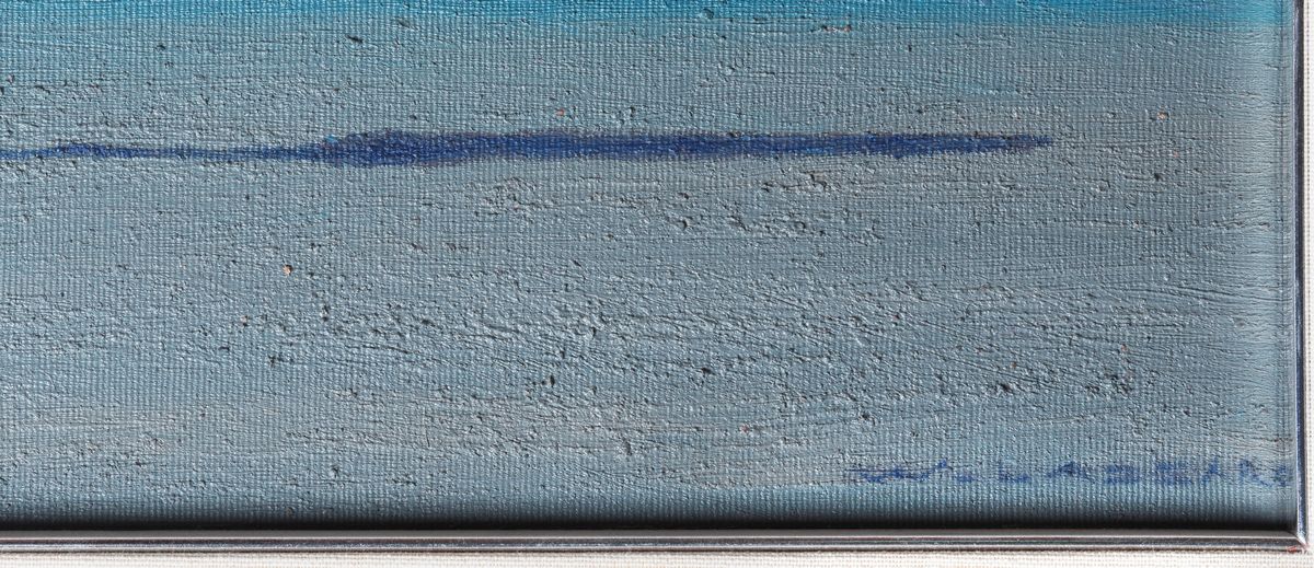 Firmato e datato 1987. "Due solitari" olio su tela cm 30 x 40