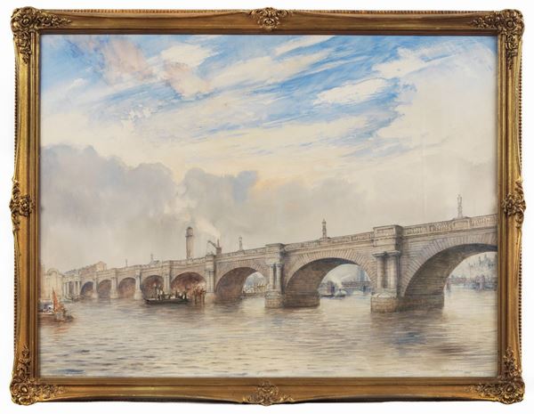 Herbert John Finn - Signed and dated 1927. "London Bridge", watercolor on paper