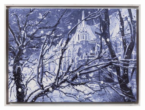 Montesano Gian Marco - Signed on the back. "Budapest" (Goodbye Europe) oil on canvas 80 x 110 cm