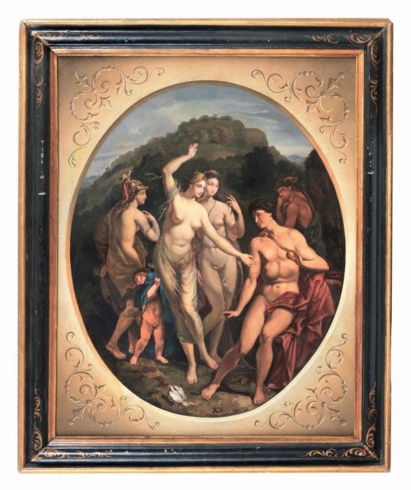 Scuola Romana Fine XVIII - Inizio XIX Secolo - "The Judgment of Paris", oil painting on canvas