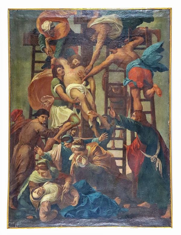 Scuola Italiana Inizio XIX Secolo - "La Deposizione", dipinto ad olio su tela