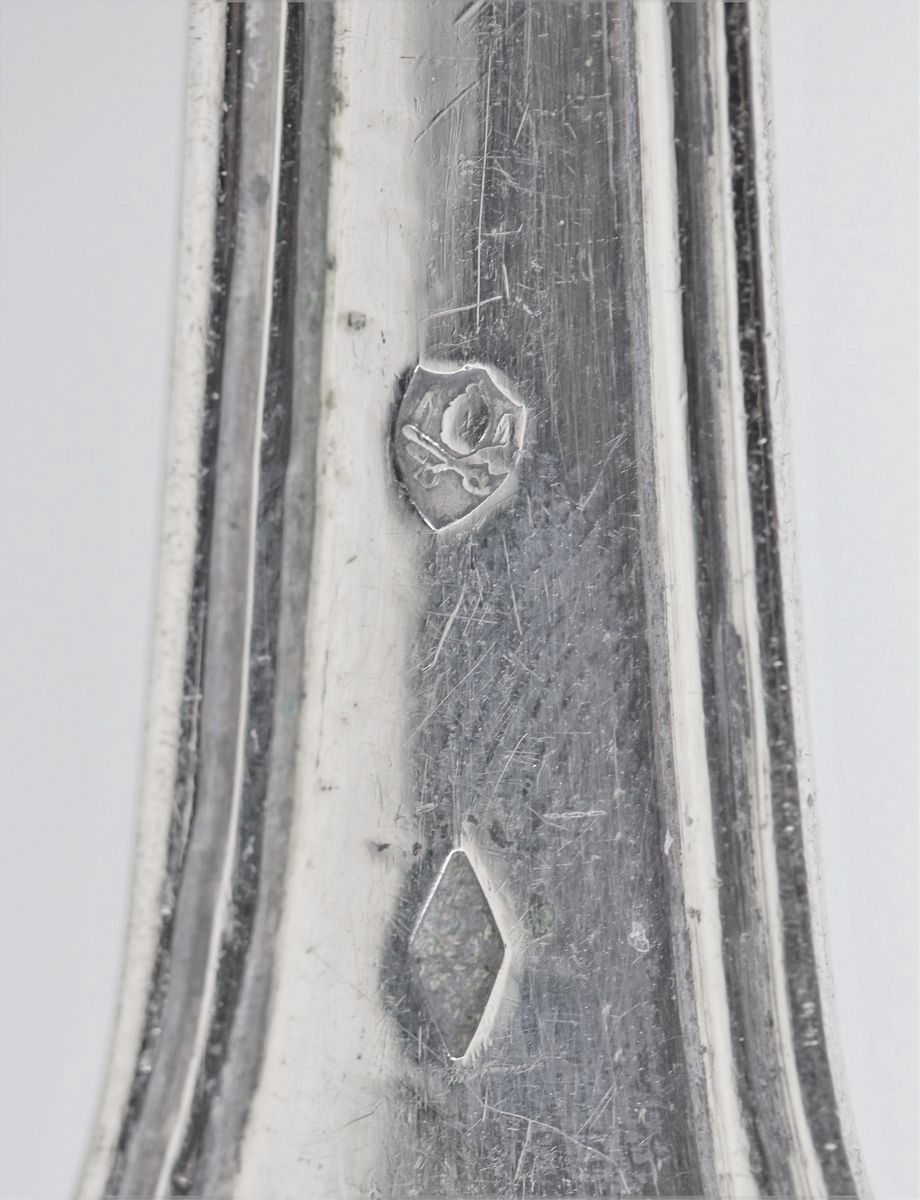 Set di posate da portata romane in argento, Bolli Camerali Stato Pontificio, Argentiere Belli Vin...