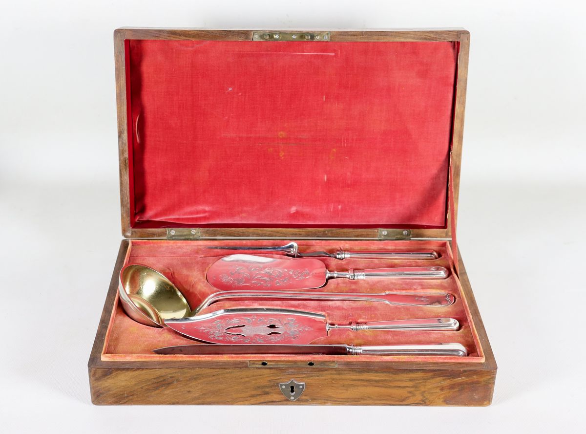 Set di posate da portata romane in argento, Bolli Camerali Stato Pontificio, Argentiere Belli Vin...