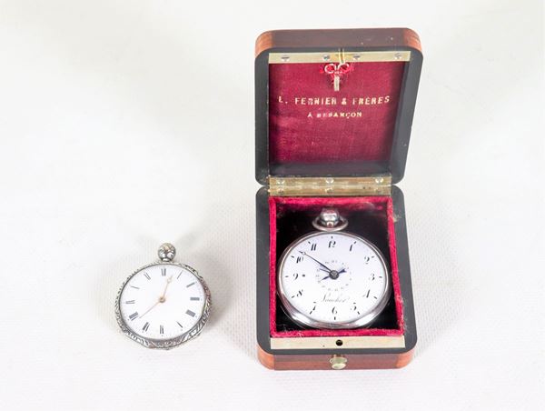 Lot of two antique French pocket watches, one with Vaucher machinery