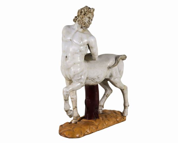 "Centauro", sculpture in various polychrome marbles