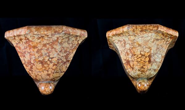 Pair of font in Verona red marble