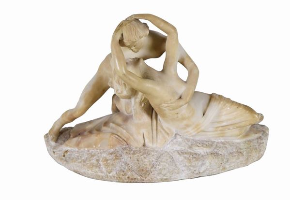 "Cupid and Psyche", alabaster marble group