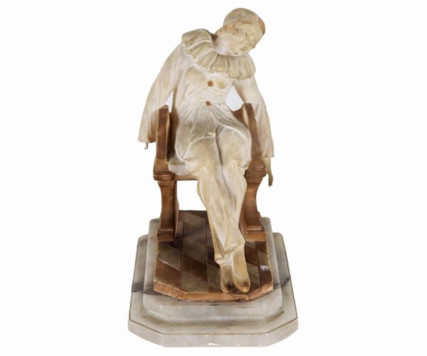 "Pierrot", Liberty sculpture in alabaster marble