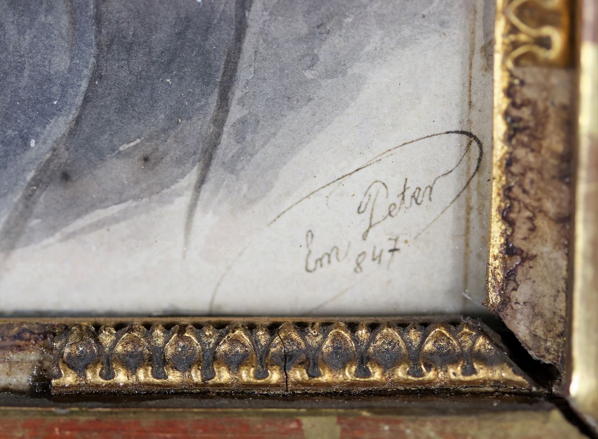 Firmata e datata 1847. "Ritratto di giovane nobiluomo", miniatura dipinta