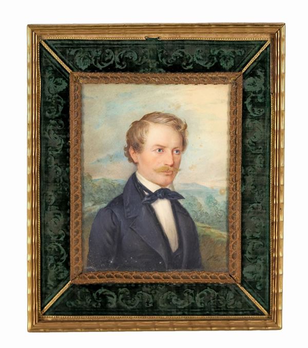 Albert Decker - Signed. "Portrait of a young nobleman", painted miniature