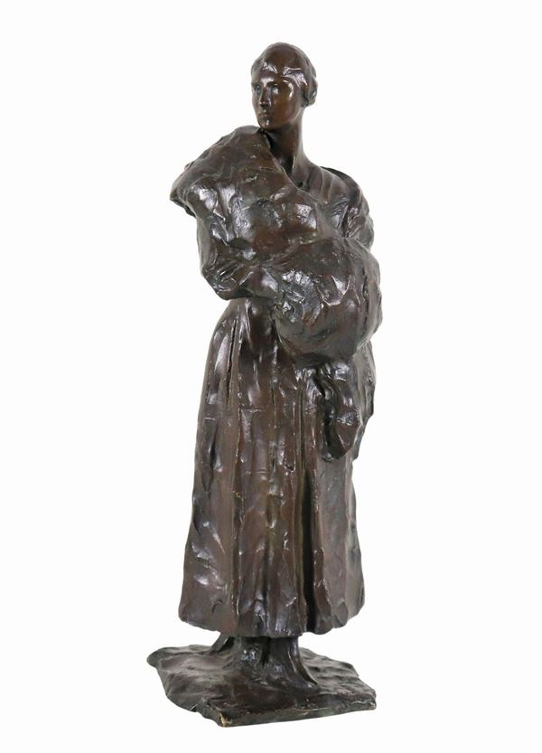 Liberty bronze sculpture, "Lady with stole and fur muff"