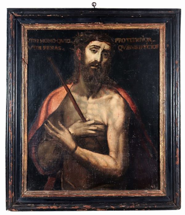 Scuola Lombarda Fine XVII Secolo - "Ecce Homo", oil painting on canvas