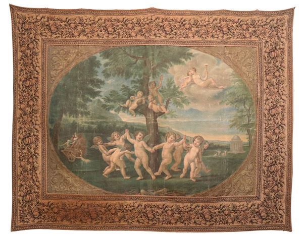 Arazzo "Allegoria di putti danzanti"  (Anni '20-'30)  - Asta Asta a Tempo - ANTIQUARIATO DA COLLEZIONI PRIVATE - Gelardini Aste Casa d'Aste Roma
