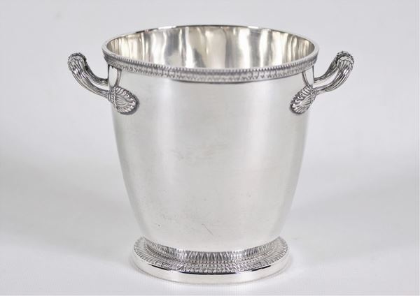 Silver ice bucket with two handles, chiseled and embossed with Empire motifs, gr. 440