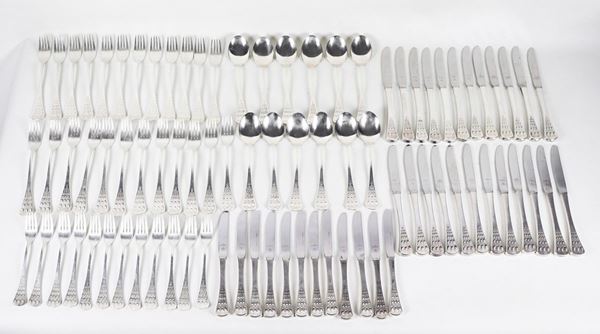 Silver cutlery set Title 925 chiseled and embossed (84 pcs), gr. 3220