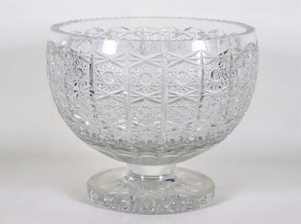 Punch bowl in worked Bohemian crystal