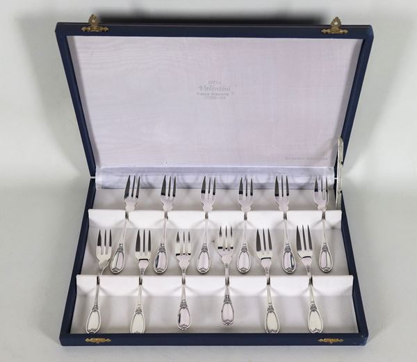 Lot of twelve silver dessert forks, gr. 200