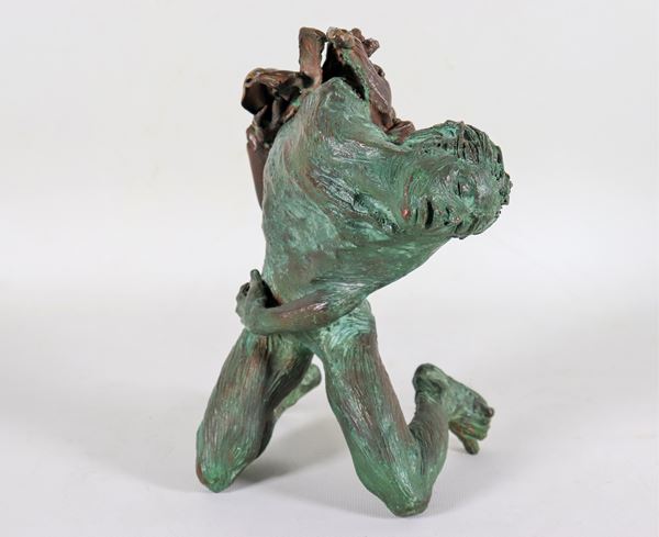 Contemporary bronze sculpture "Naked man"