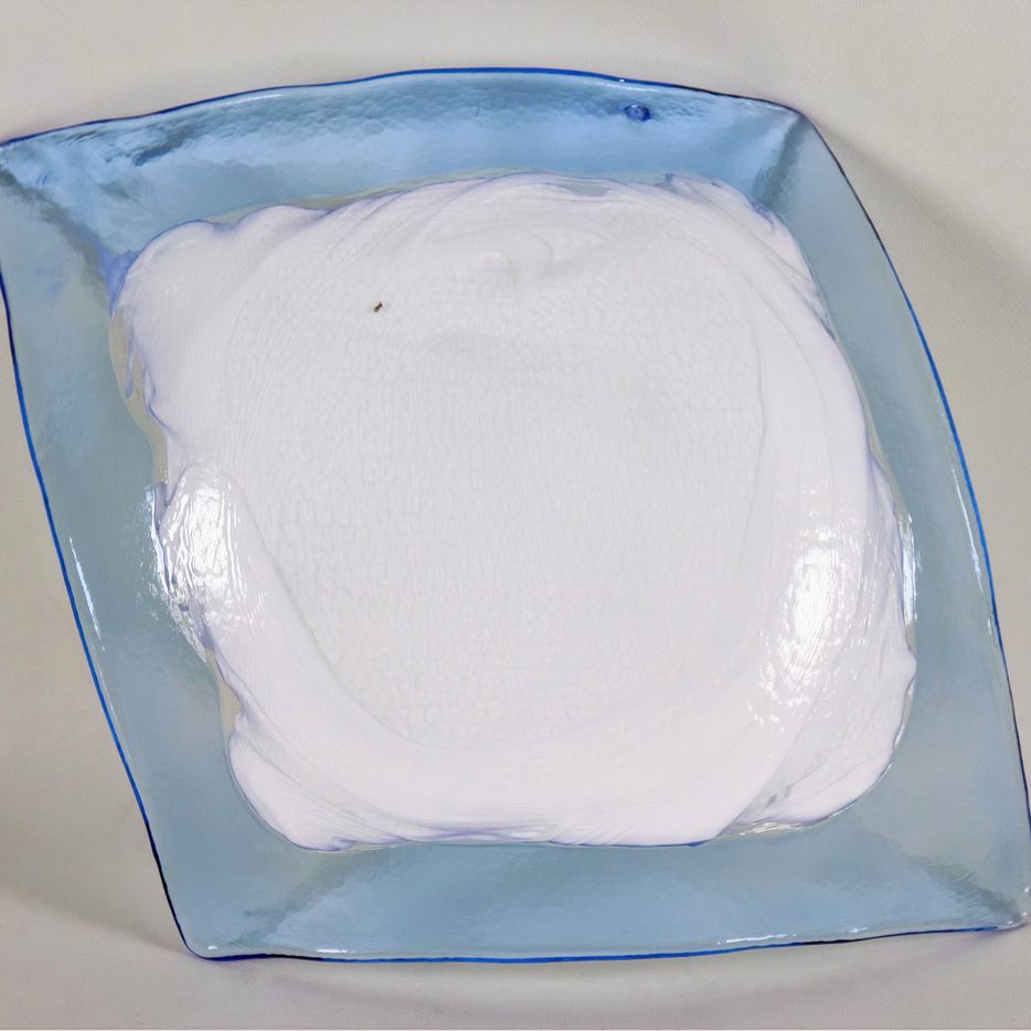 Centrotavola a fazzoletto in vetro soffiato di Murano azzurro e bianco lattice