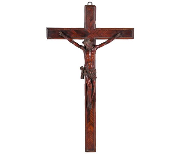 Ancient crucifix in boxwood and purple ebony