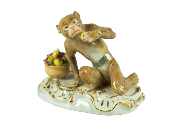 Meissen porcelain figurine &quot;Monkey with fruit basket&quot;