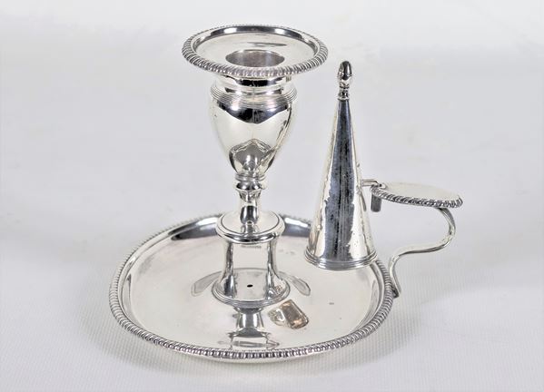 George III period silver candlestick with beaded edges, gr. 320