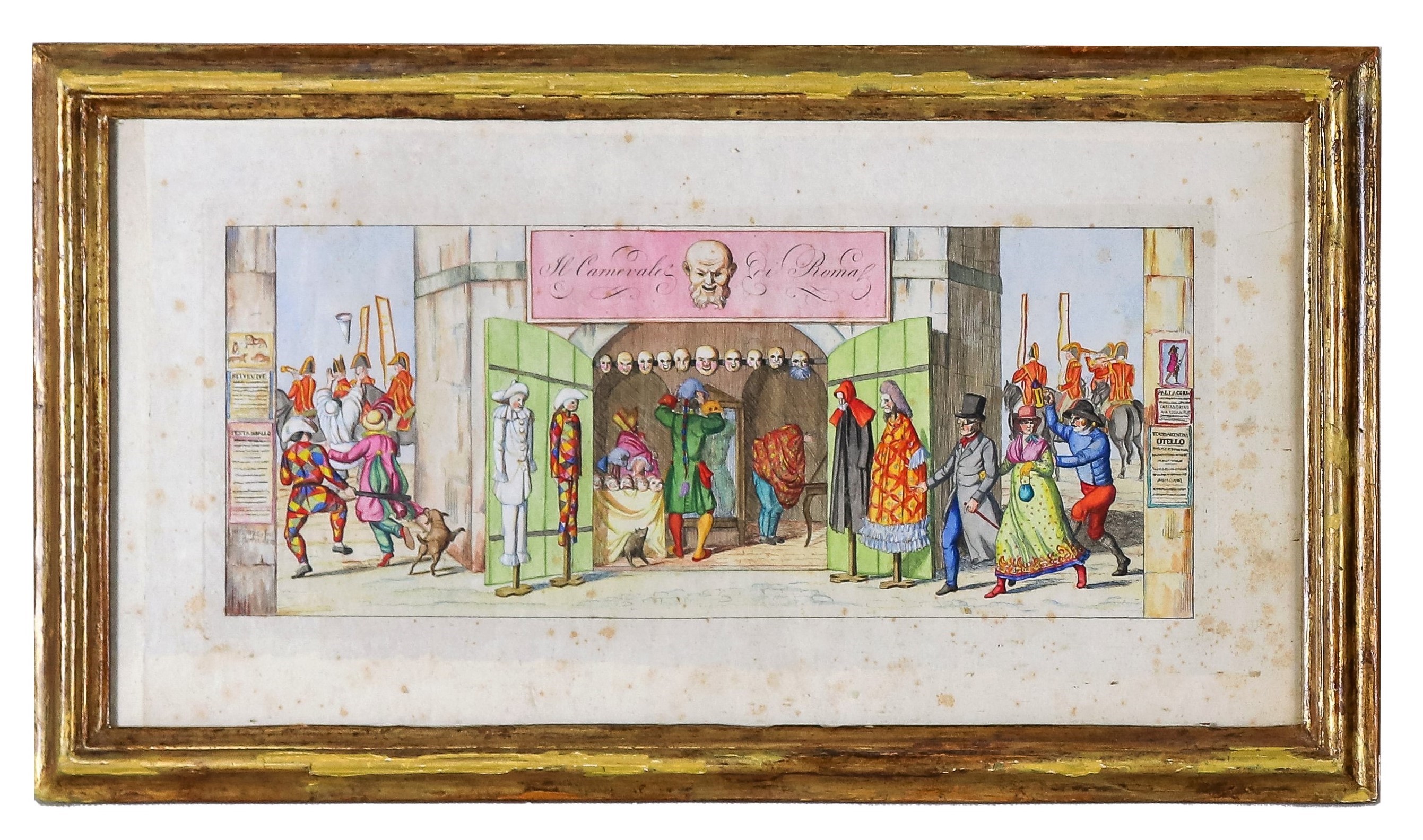 "Il Carnevale di Roma", serie di dieci acqueforti acquarellate con scene del carnevale romano sot...