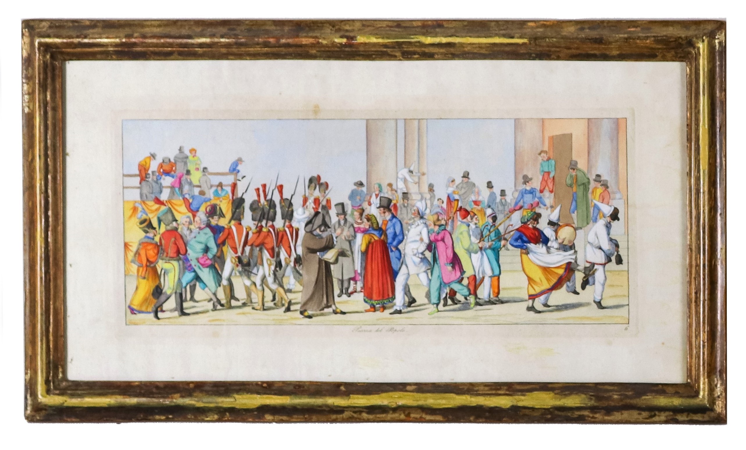 "Il Carnevale di Roma", serie di dieci acqueforti acquarellate con scene del carnevale romano sot...
