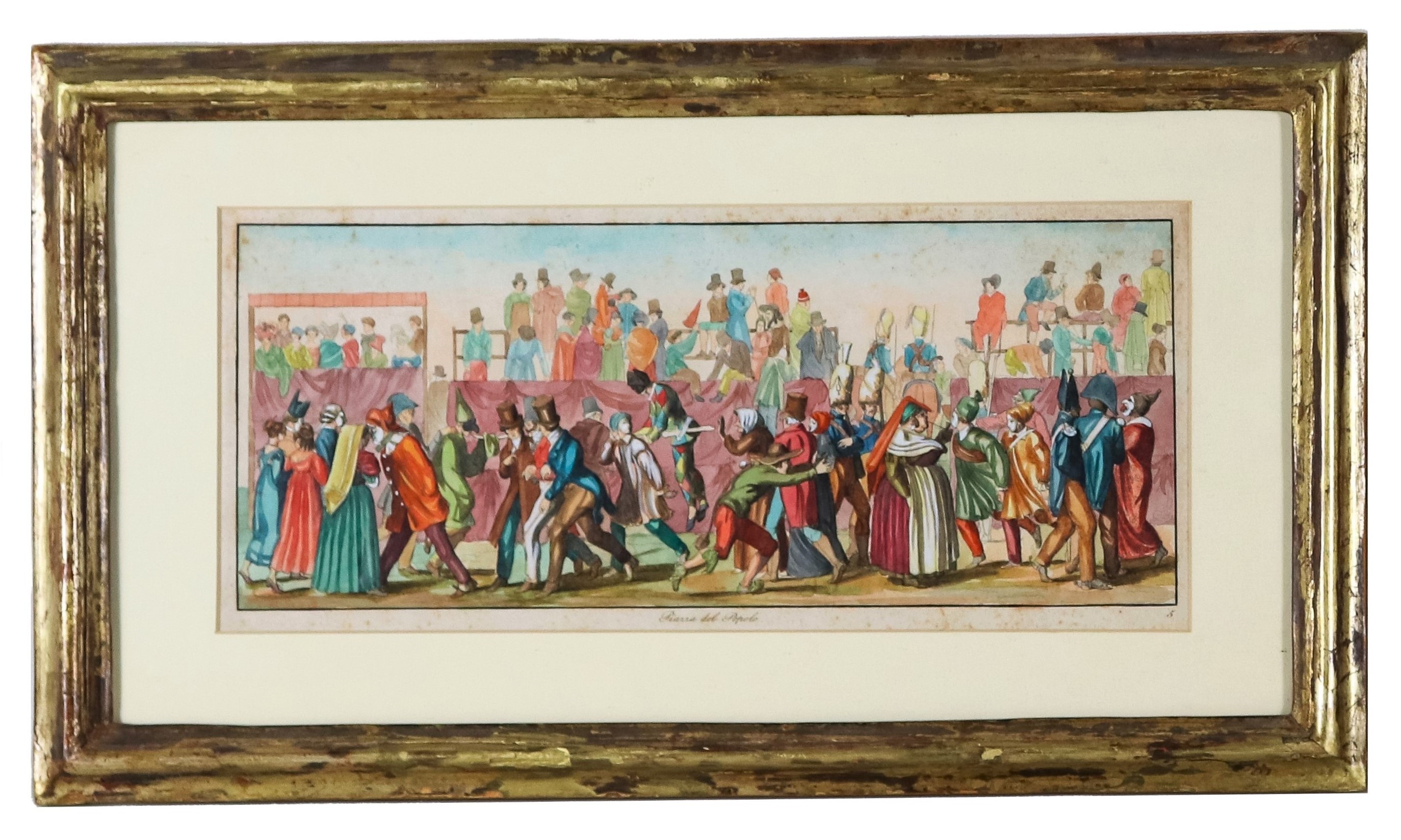 "Il Carnevale di Roma", serie di dieci acqueforti acquarellate con scene del carnevale romano sot...