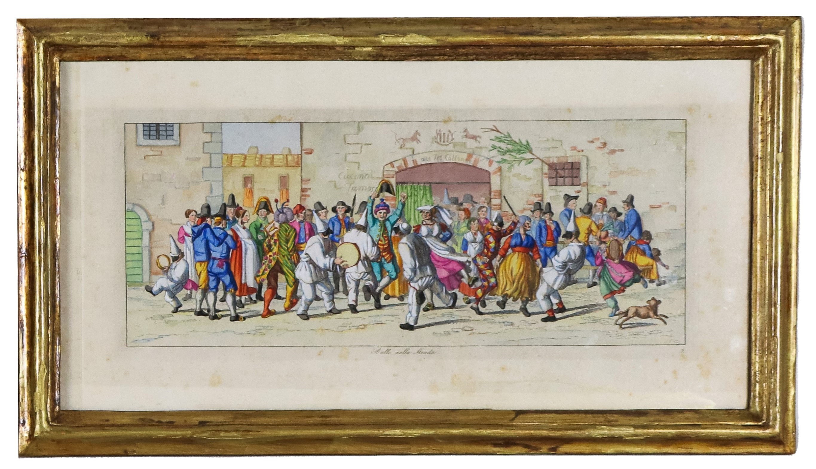 "Il Carnevale di Roma", serie di dieci acqueforti acquarellate con scene del carnevale romano sot...