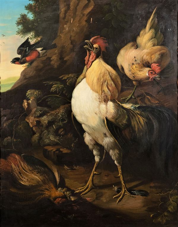 &quot;Still life with roosters and birds&quot;