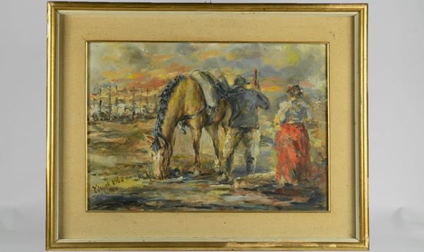 Pittore Italiano XX Secolo - &quot;The last buttero&quot;. Signed and dated