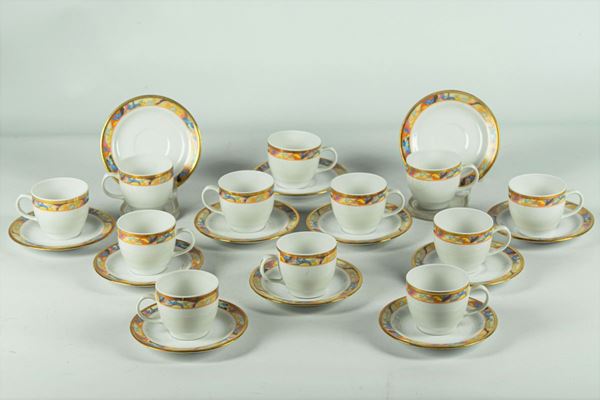 Twelve coffee cups and saucers in German porcelain