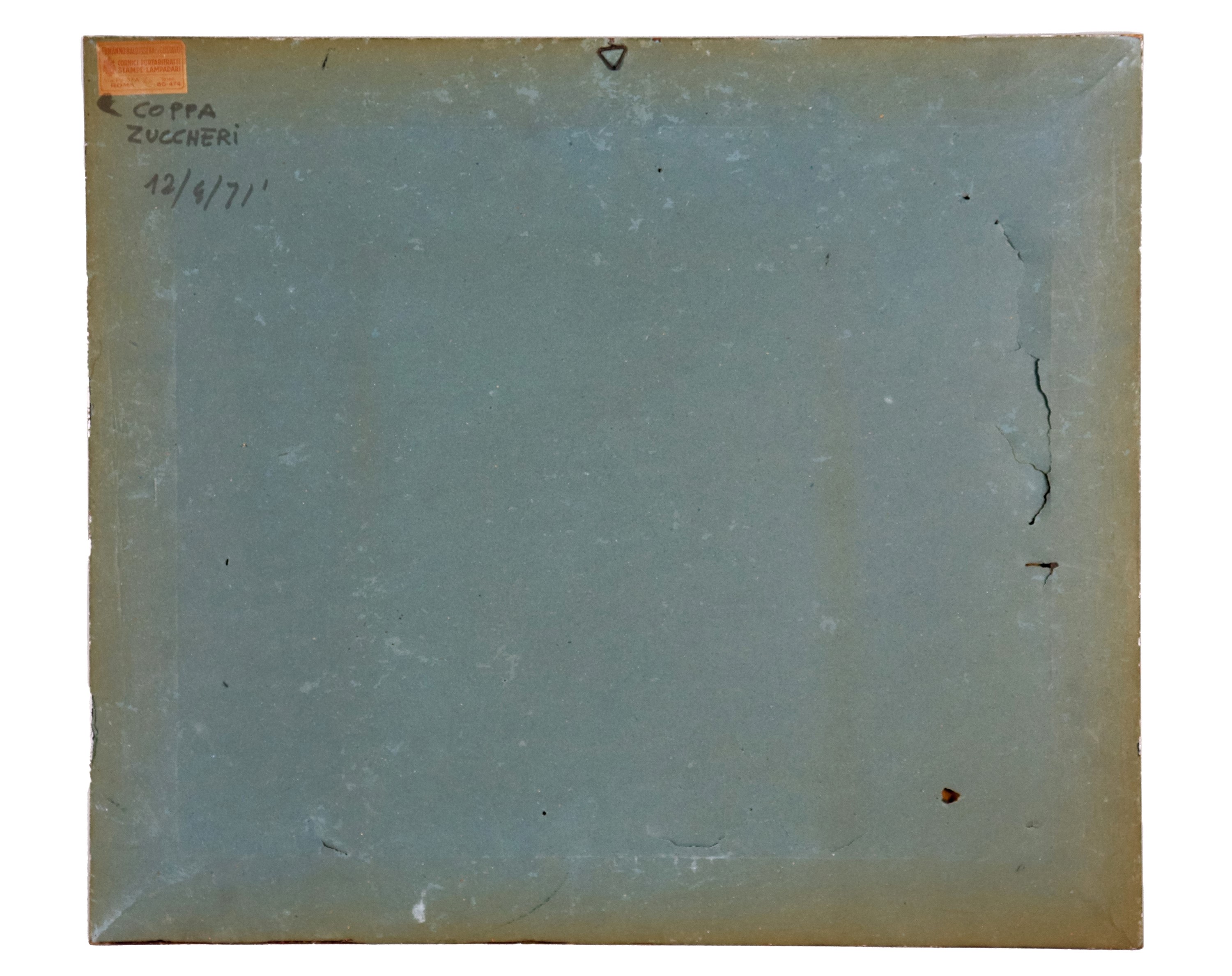 "Malga di montagna con ruscello", piccolo dipinto ad olio su compensato