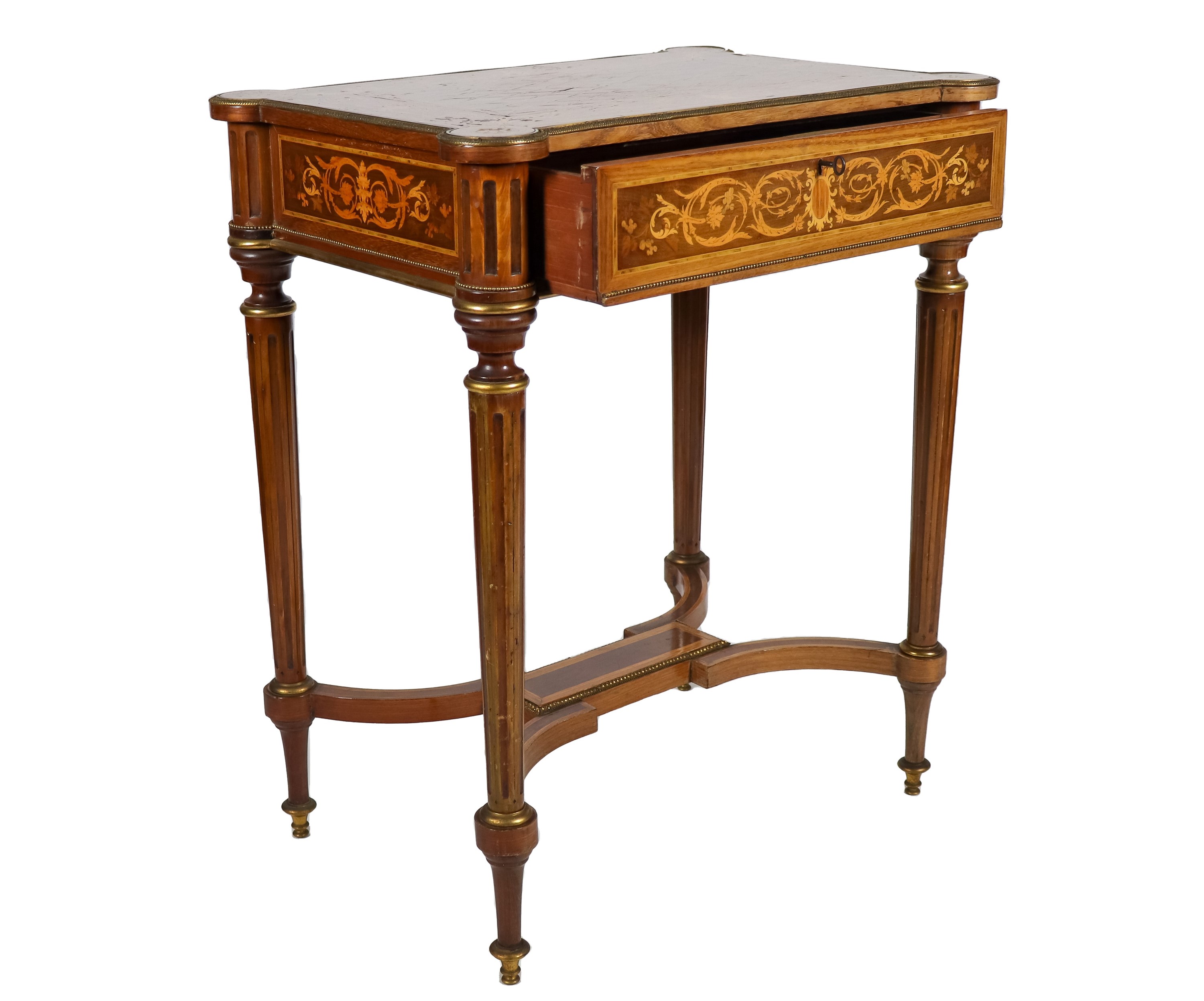 Piccolo tavolino rettangolare da centro Napoleone III (1852-1870), in ebano viola e bois de rose,...