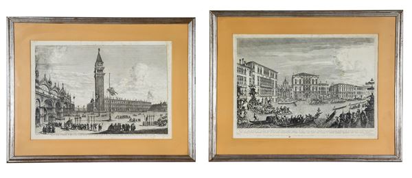 "Views of Venice", lot of two etchings on paper by Michele Marieschi (Venice 1710-1744)