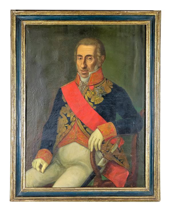 Scuola Italiana Fine XVII - Inizio XVIII Secolo - "Portrait of a High Officer in uniform", oil painting on canvas of excellent pictorial execution