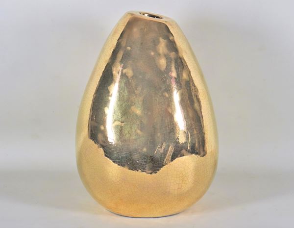 Ovaloid-shaped Liberty vase in gilded, porcelain and enamelled ceramic  (30s)  - Auction Timed Auction - ANTIQUES FROM PRIVATE COLLECTIONS - Gelardini Aste Casa d'Aste Roma