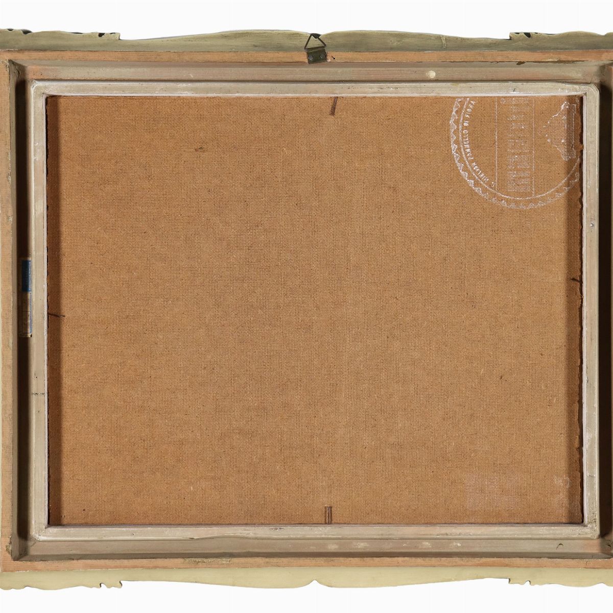 Firmato. "Cavalli con carretto e fieno", dipinto ad olio su masonite