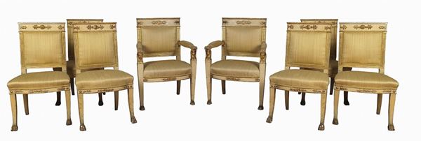 Two Armchairs and Six First Empire Chairs